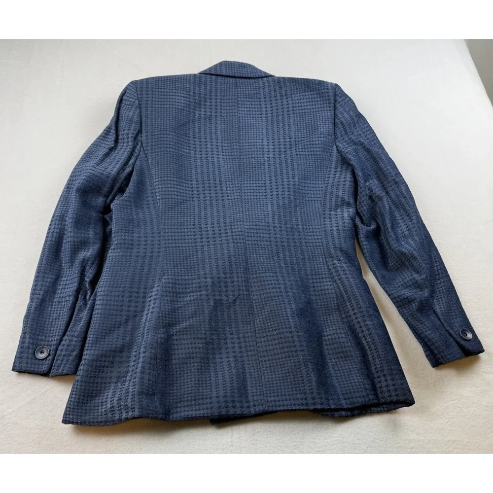 Austin Reed Double Breasted Blue Houndstooth Blazer Size 12 USA